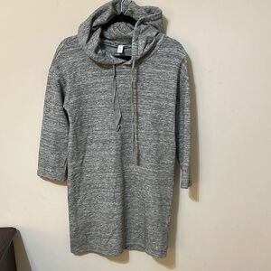 Daily Ritual Gray Hooded Dress with 3/4 Sleeves